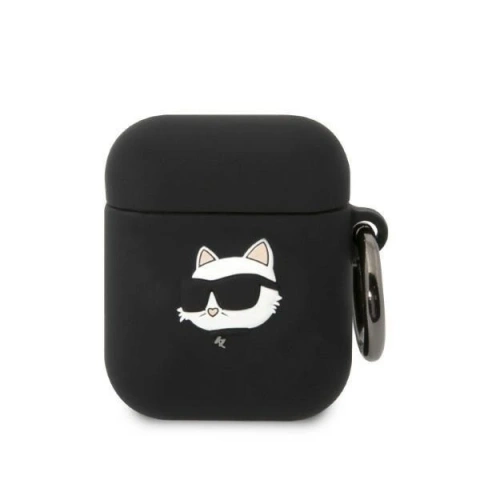 Schutzhülle für Kopfhörer Karl Lagerfeld KLA2RUNCHK für Apple AirPods 1/2 Cover schwarz/schwarz Silikon Choupette Head 3D