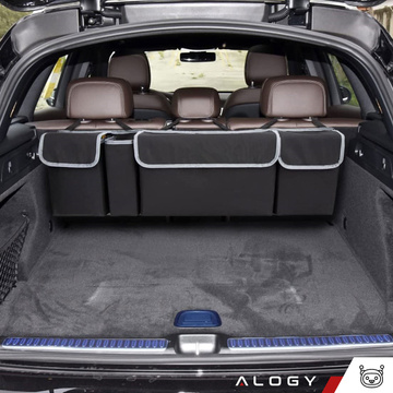 Auto-Organizer, Tasche für den Kofferraum des Autos, großer Kofferraum für den Sitz mit Klettverschluss, Alogy Black, 2x Kopfstützenhalterung