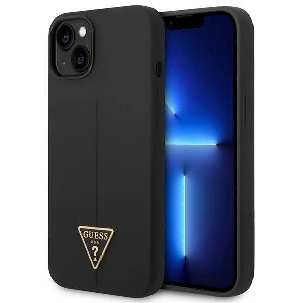 Etui Guess GUHCP14SSLTGK do Apple iPhone 14 6,1" czarny/black hardcase Silicone Triangle