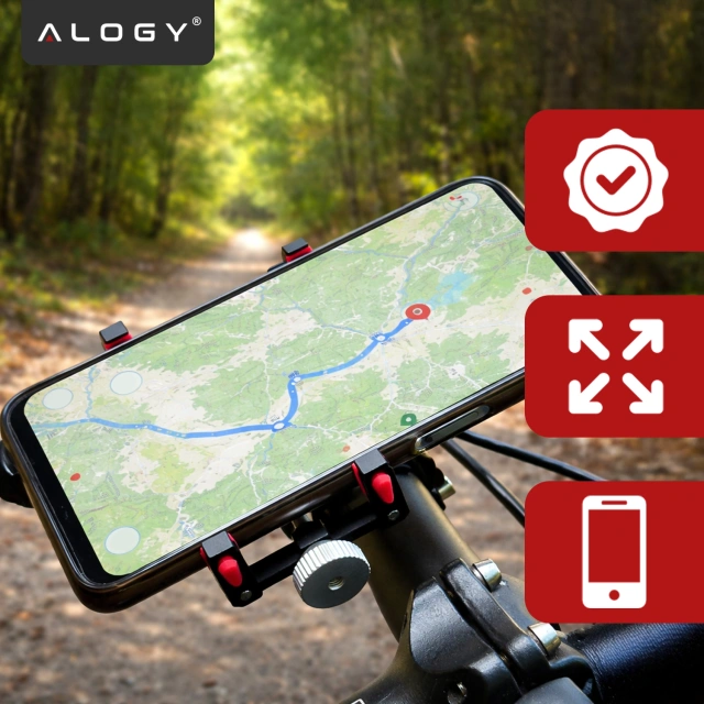 Uchwyt rowerowy na kierownicę Alogy Bike Phone Holder do telefonu 55-95mm na rower motor hulajnogę Czarny