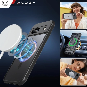 Google Pixel 8a Hülle Alogy MagSafe Hybrid Matte Case MagMat matte schwarze Rückseite