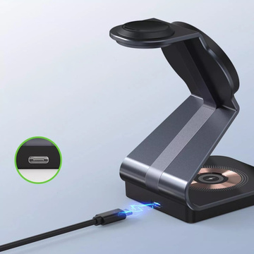 TECH-PROTECT QI15W-A29 3IN1 MAGNETISCHES MAGSAFE KABELLOSES LADEGERÄT SCHWARZ