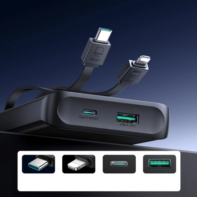 Powerbank Joyroom 10000mAh 22.5W z 2 kablami – gotowy do ładowania
