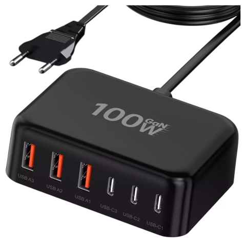 HUB-Splitter Alogy-Adapter für Computer-Laptop mit USB-C auf 3x USB-A 2.0 1x USB-A 3.0 Grau