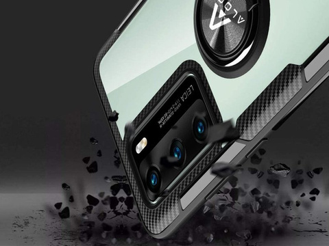 Etui Alogy Ring Holder Clear Armor für Huawei P40 schwarz