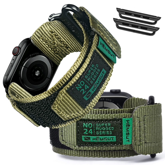 Pasek nylonowy do Apple Watch 2/3/4/5/6/7/8/9/SE/Ultra 42/44/45/49mm Nylon Band Sport zielony