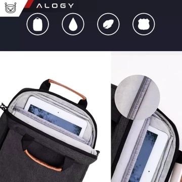 Tasche für Laptop / iPad Pro Air / Tablet 11-13 Zoll Herren Damen Unisex Schultergurt Beuteltasche Alogy Beutel schwarz