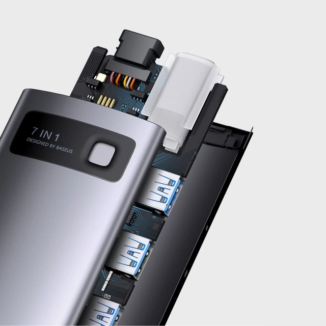 Baseus Metal Gleam Series stacja dokująca HUB 7 w 1 szary (WKWG040013)