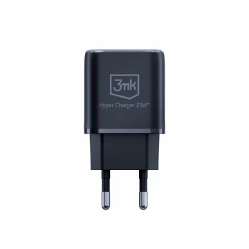 3mk HyperCharger 20W Wandladegerät 1xUSB-C 1xUSB-A PD/QC Schwarz