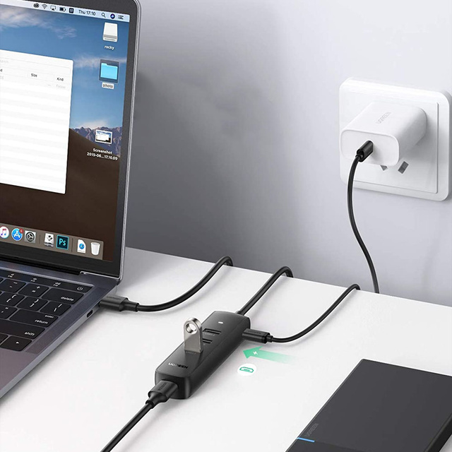 Adapter przejściówka 4w1 HUB UGREEN USB do 4x USB 3.0 Czarny