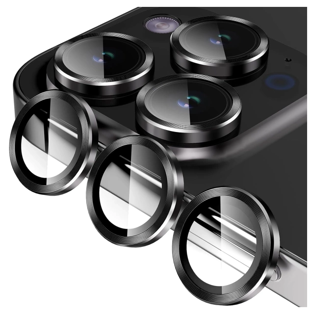 Szkło do Apple iPhone 16 Pro / 16 Pro Max osłona na aparat obiektyw 3mk Lens Protection Pro Black nakładka ochronna