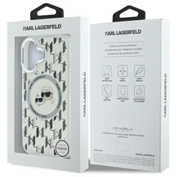 Karl Lagerfeld Hülle für iPhone 16 6,1" Transparent MagSafe IML Monogramm Karl