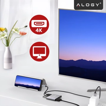 HUB-Splitter Alogy-Adapter für Computer-Laptop mit USB-C auf 3x USB-A 2.0 1x USB-A 3.0 Grau
