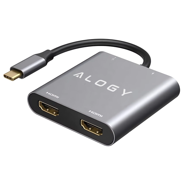 Adapter HUB 4w1 Alogy przejściówka USB-C do 2x HDMI USB 3.0 USB-C szybkie ładowanie PowerDelivery PD 100W