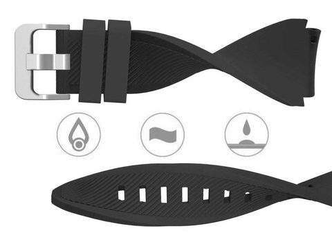 Sportarmband aus Gummi für Samsung Gear S3 / Smartwatch 46 mm Carbon Black (22 mm)