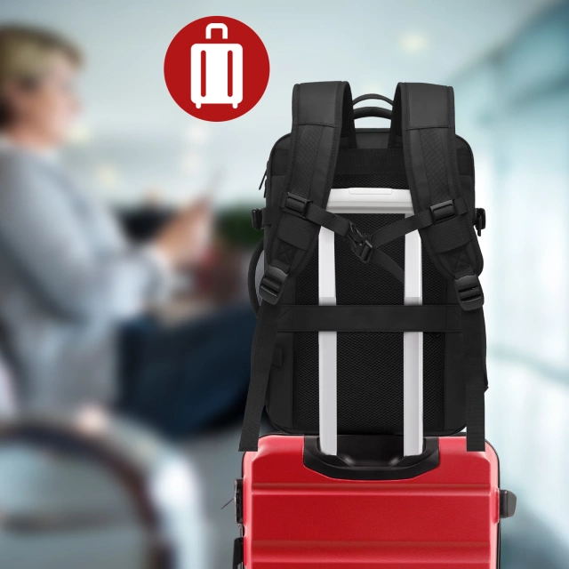 Plecak podróżny Bange BackPack biznesowy plecak rozszerzalny Torba pojemna do laptopa 17.3" z portem USB Czarny