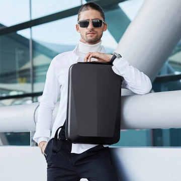 Bange Diebstahlsicherer, wasserdichter Rucksack für 15,6"-Laptops, ideal für Stadtreisen, 46 x 31 x 8 cm, für Arbeit und Flugreisen, für Damen und Herren, mit USB-Anschluss und Zahlenschloss, Schwarz