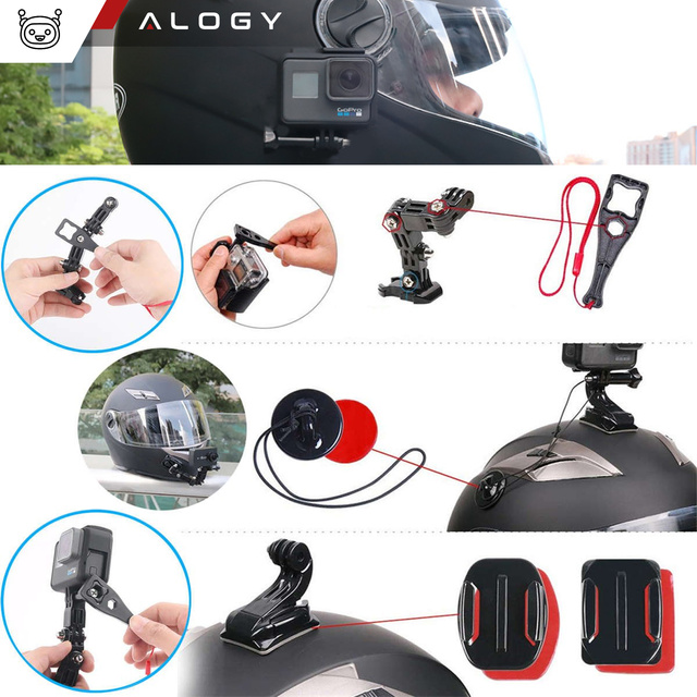 Zestaw akcesoriów montażowych Alogy 20w1 na kask do kamer sportowych GoPro, DJI, Insta360, SJCam, Eken