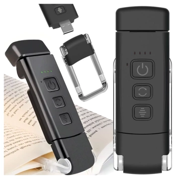 Alogy Clip Lampe LED Leselampe Wiederaufladbare Buchclip-Lampe Schwarz