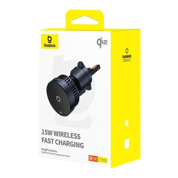 Baseus MagPro Autohalterung mit Qi2.0 15W induktivem Ladegerät für Lüftungsschlitze – Schwarz