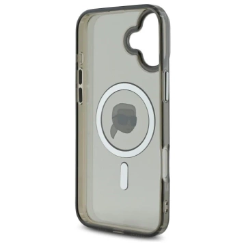 Karl Lagerfeld Hülle für iPhone 16 Plus 6,7" Schwarzes MagSafe Hardcase IML Metal Karl Head