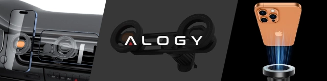 Uchwyt samochodowy do kratki wentylacyjnej – podwójny uchwyt do MagSafe na 2 telefony, mocny i stabilny, magnetyczna konstrukcja – Alogy MagGrip™ Duo Czarny
