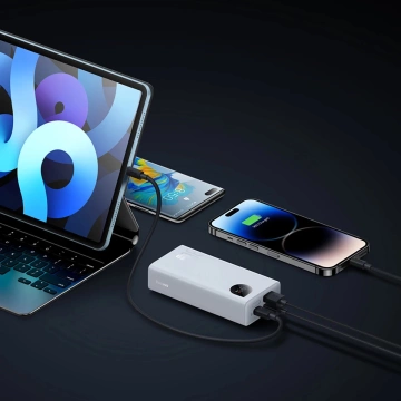 Baseus Adaman2 Powerbank mit Digitalanzeige 2x USB-A / 1x USB-C 10000mAh 30W - Weiß