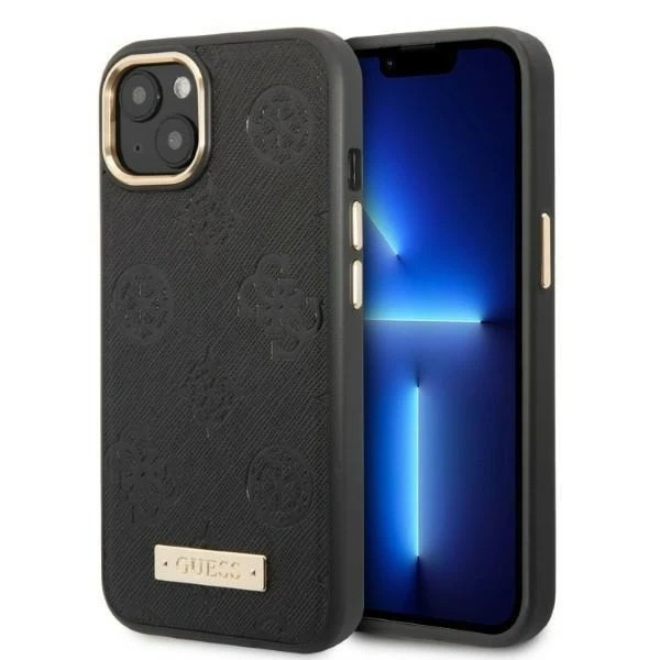 Etui Guess GUHMP13MSAPSTK für Apple iPhone 13 6,1" Czarny/Black Hardcase Peony Logo Plate MagSafe