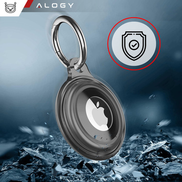 Locator-Hülle für Apple AirTag Schlüsselanhänger, wasserdichte Hülle Alogy 360, IPX8-Gehäuse mit Anhänger, mattschwarz