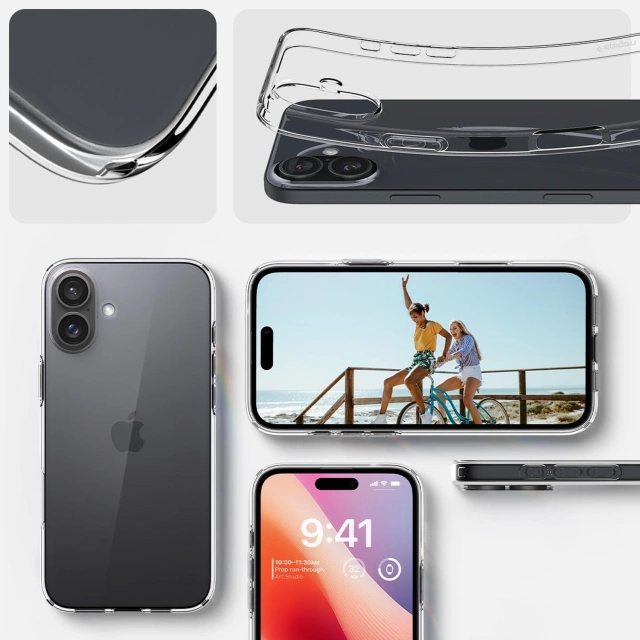 Etui + Szkło do iPhone 16 Spigen Liquid Crystal obudowa ochronna case na telefon Crystal Clear