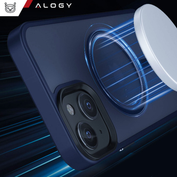 Hülle für iPhone 14 Plus MagSafe Matt Case Cover Matte Alogy Ring Armored Phone Case Marineblau