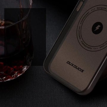 Dux Ducis Naples Case für iPhone 14 Pro Max Lederhülle (MagSafe-kompatibel) Dunkelbraun