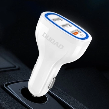Dudao Autoladegerät Quick Charge Quick Charge 3.0 QC3.0 2.4A 18W 3x USB weiß (R7S weiß)