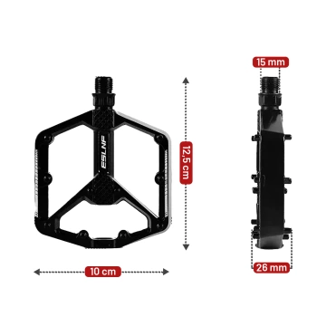 Plattform-Fahrradpedale für MTB-Fahrräder, Aluminium 9/16" Schwarzes Aluminium-Set [2 Stk.]