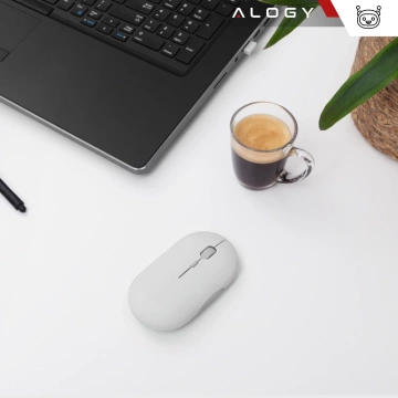 Alogy kabellose Maus, kleine ergonomische Maus für Laptop-PC, Bluetooth 2,4 GHz, leise, weiß