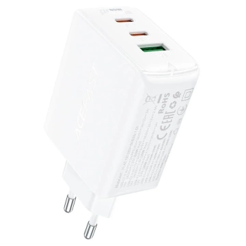 Acefast Fast GaN 65W 2xUSB-C/USB-A PPS PD QC4 Weißes Ladegerät