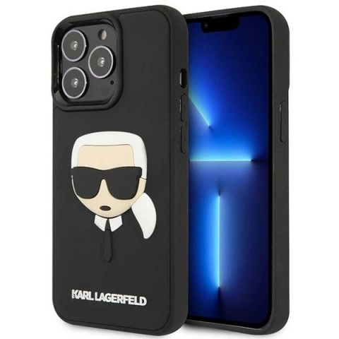 Etui Karl Lagerfeld KLHCP14LKH3DBK für iPhone 14 Pro 6,1" Hardcase 3D Rubber Karl`s Head
