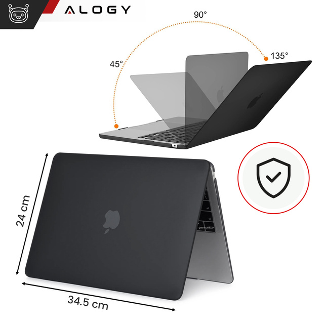Etui do Macbook Air 15 M2 2023 / M3 2024 (A2941,A3114) Case obudowa pokrowiec matowe Alogy Hard Cover Czarne