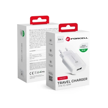 Forcell QC 3.0 18W USB-Wandladegerät Weiß Schnellladung