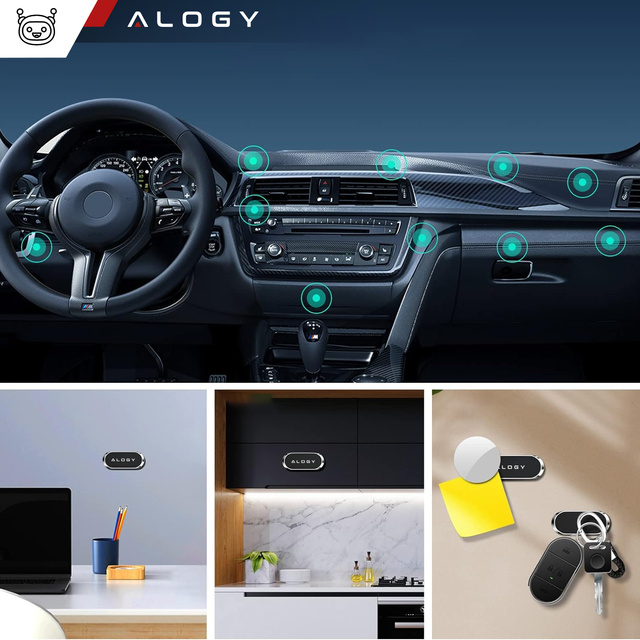 Uchwyt magnetyczny samochodowy Alogy do auta uniwersalny do telefonu na kokpit do deski Srebrny