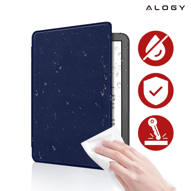 Etui ochronne na czytnik E-Book Alogy ProBook Cover obudowa do Kindle Paperwhite 6 2024 Granatowe