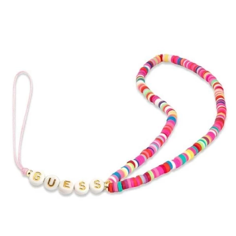 Guess zawieszka GUSTGMPP Phone Strap wielokolorowy różowy Heishi Beads