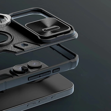 iPhone 15 Pro Max Hülle Nillkin CamShield Armor Schwarz Gepanzert