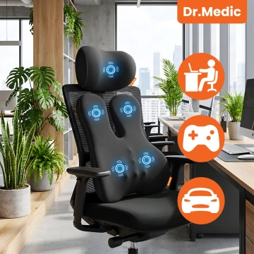 2-in-1-Autokissen mit Massage- und Heizfunktion – ergonomische Unterstützung für Nacken, Rücken und Lendenwirbelsäule, elektrisches Massagegerät mit Vibrationen für Fahrer und Beifahrer – Dr.Medic RelaxTherapyHeat™