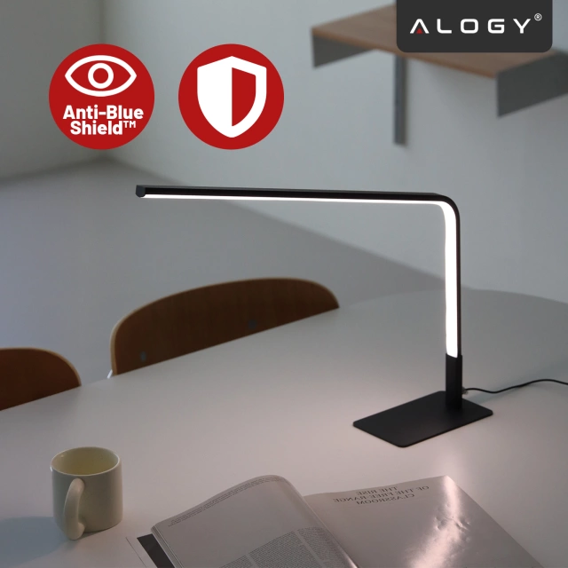 Lampka biurkowa nocna LED długie oświetlenie – trzy tryby barwy, regulacja jasności, lampa na biurko, do czytania i pracy domowej – Alogy StudyBeam™