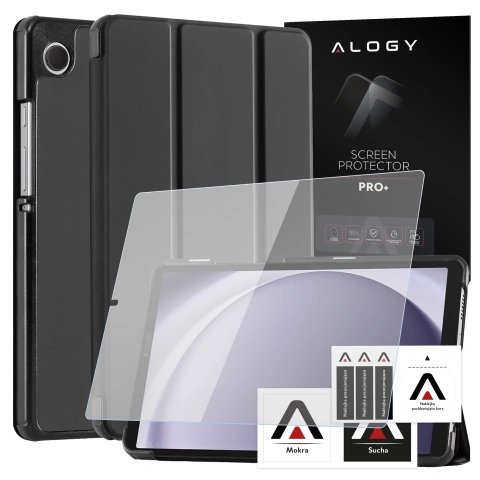 Hülle für Samsung Galaxy Tab A9 2023 8,7" X110 / X115 Tablet Cover Case Alogy Book Cover Schwarzes Glas