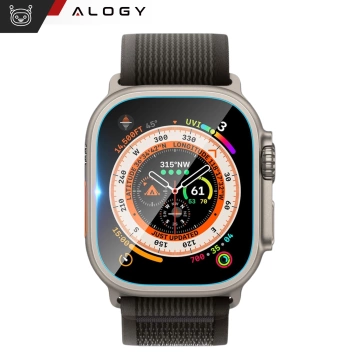 Gehärtetes Glas für Apple Watch Ultra 2 / Ultra 49 mm Displayschutz Alogy Protector 9H mit Positionierungsrahmen