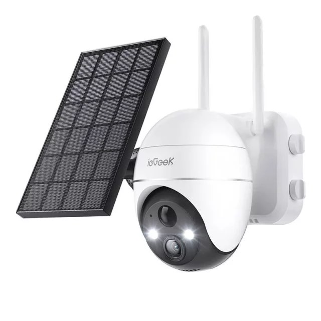 ieGeek Bezprzewodowa kamera zewnętrzna WiFi 5MP Biała z panelem solarnym