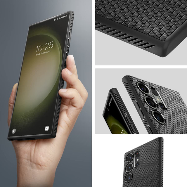 Etui na telefon Spigen Liquid Air obudowa ochronna do Samsung Galaxy S23 Ultra Matte Black