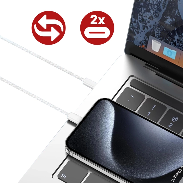 Oryginalny kabel Apple A2795 do ładowania USB-C 1m 60W do iPhone 15 / 16 Szybkie ładowanie Biały